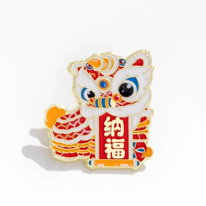 Lion Dance Enamel Pins