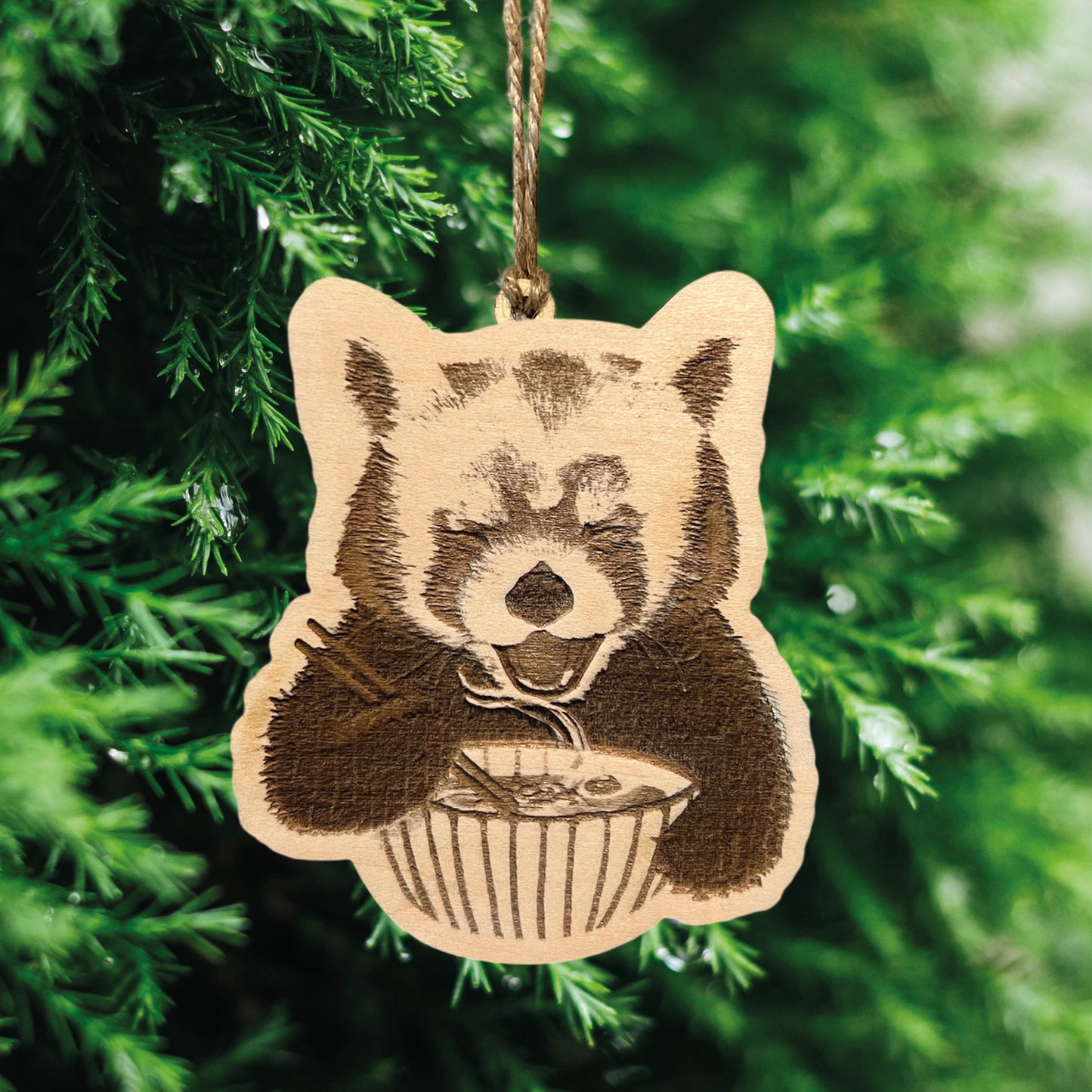 Red Panda Eating Ramen Ornament