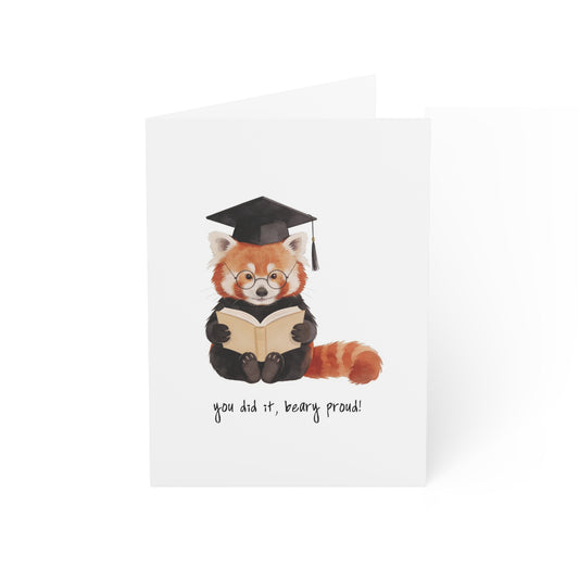 Red Panda Graduation Greeting Card - You Did It, Beary Proud!