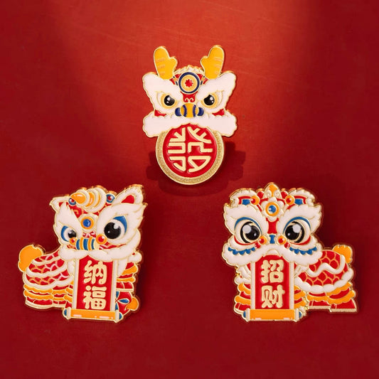 Lion Dance Enamel Pins