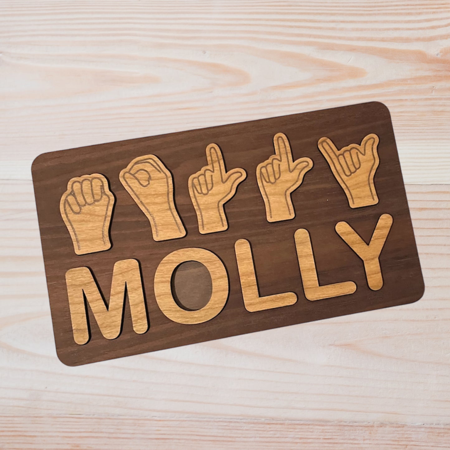 Personalized ASL Wooden Name Puzzle Board