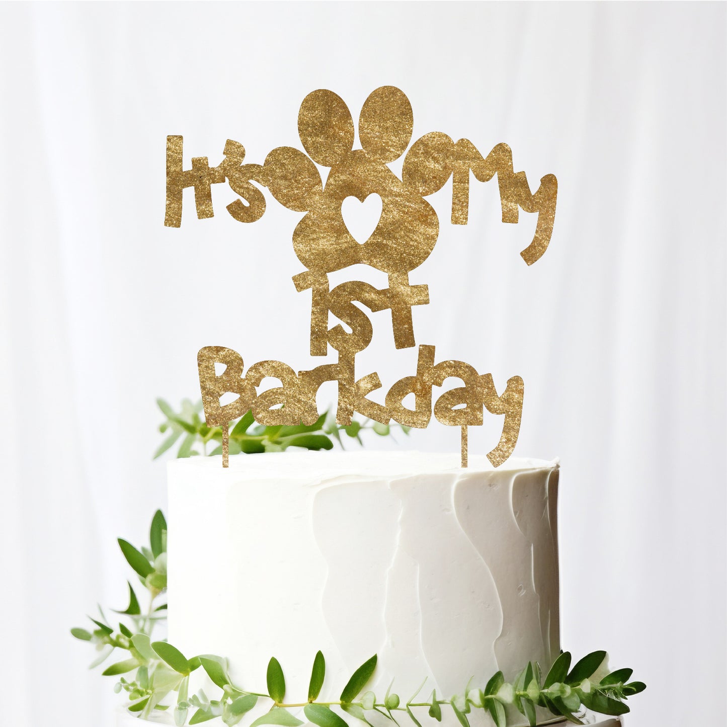 Custom Wooden Dog Paw 'Barkday' Cake Topper