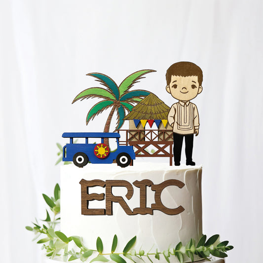 Personalized Filipino Fiesta Barong Tagalog Cake Topper