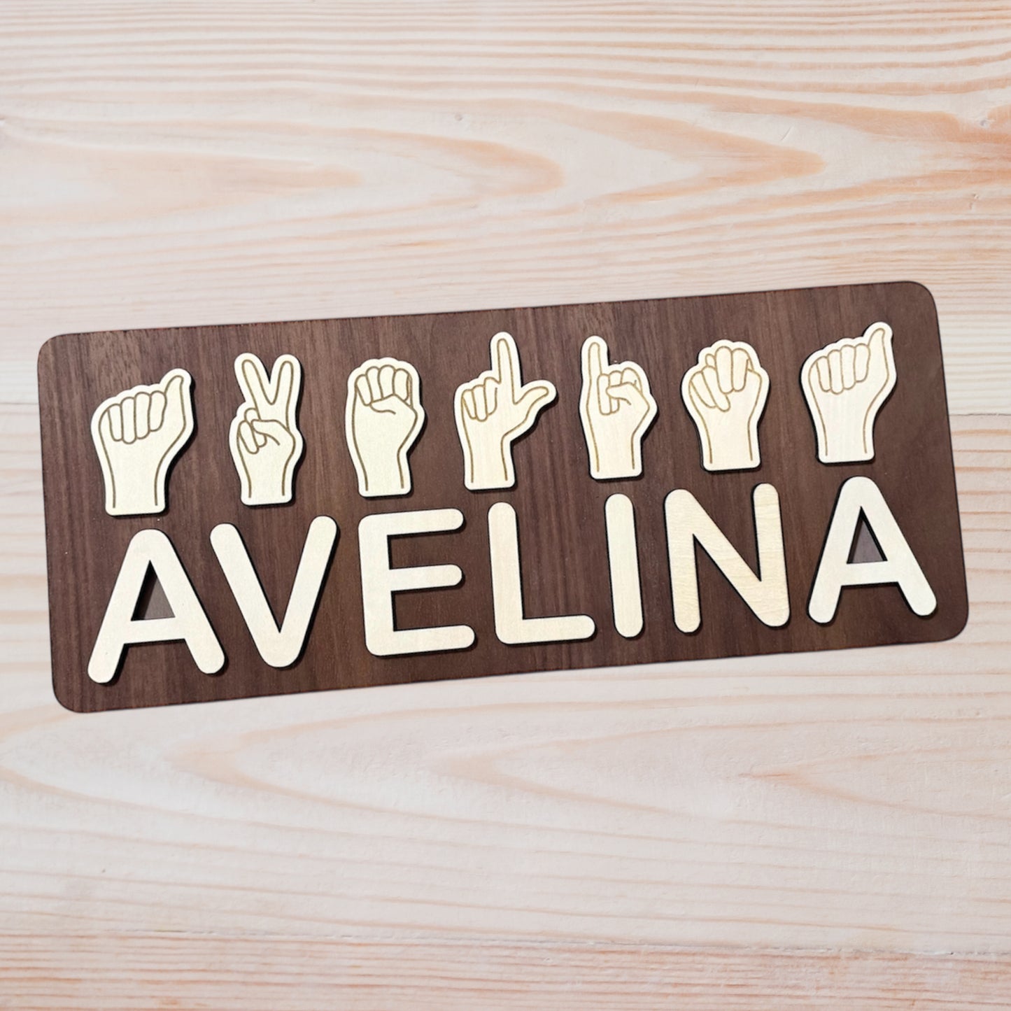 Personalized ASL Wooden Name Puzzle Board