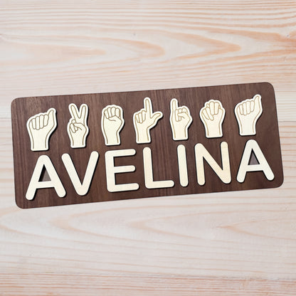 Personalized ASL Wooden Name Puzzle Board
