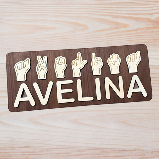 Personalized ASL Wooden Name Puzzle Board