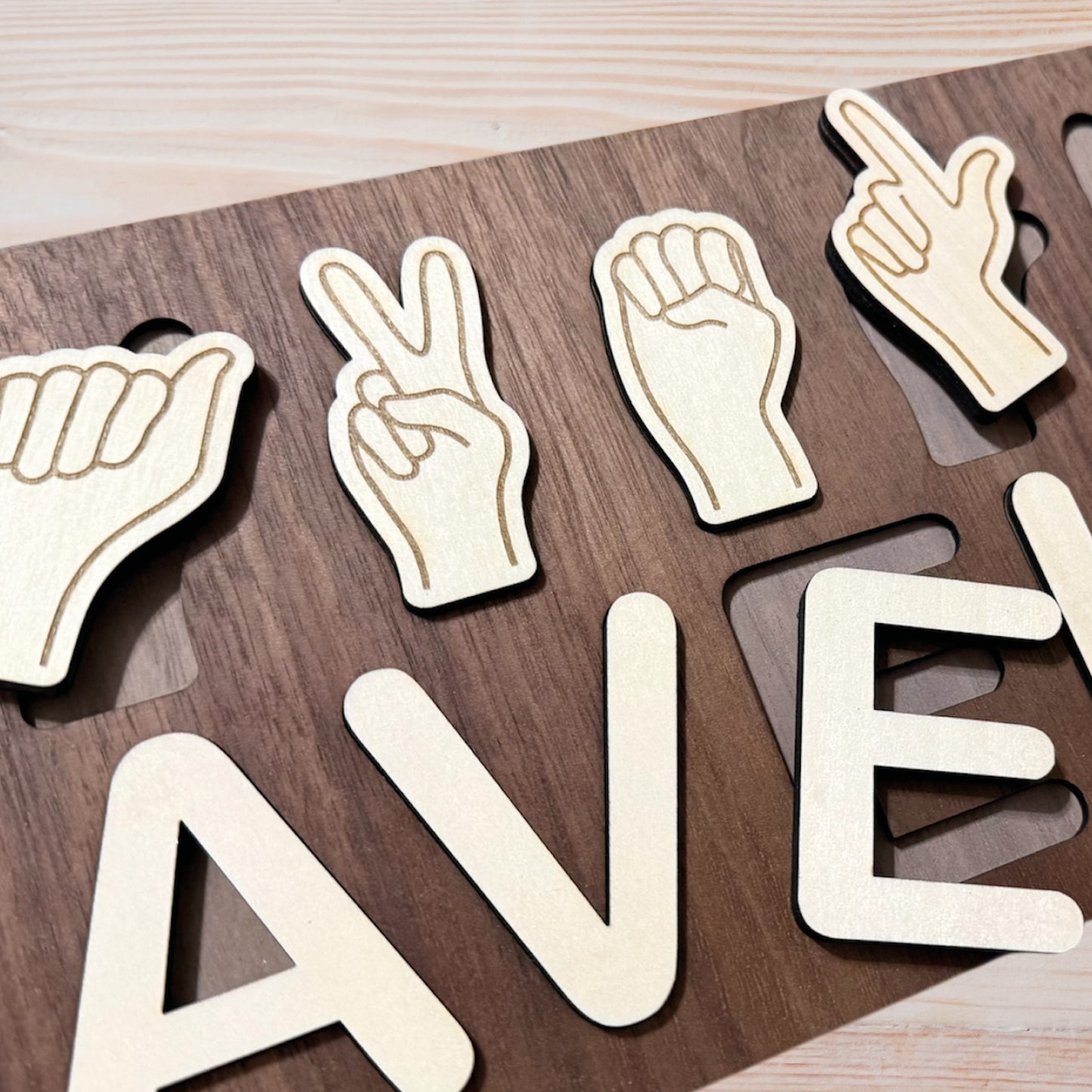 Personalized ASL Wooden Name Puzzle Board