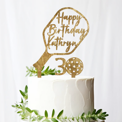 Pickleball Happy Birthday Cake Topper