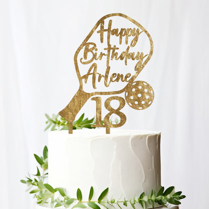 Pickleball Happy Birthday Cake Topper