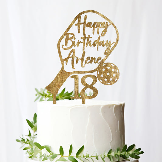 Pickleball Happy Birthday Cake Topper